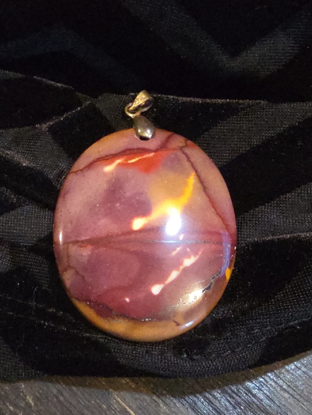 Purple and Yellow Mookite Stone Pendant Necklace